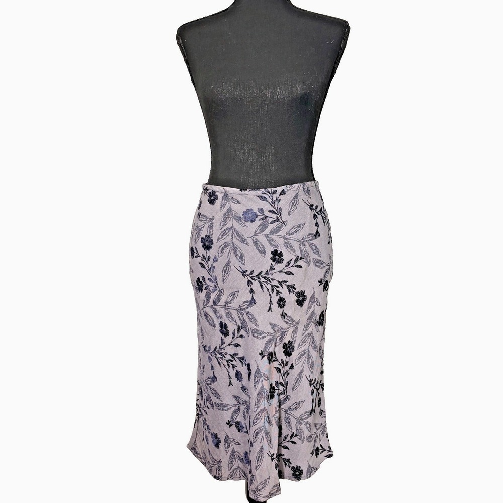 Vintage 90s Bias Cut Midi Slip Skirt Medium Floral Romantic Cottage Coastal Y2K
